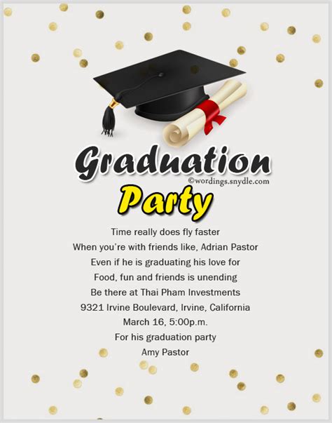 graduation party wording samples.